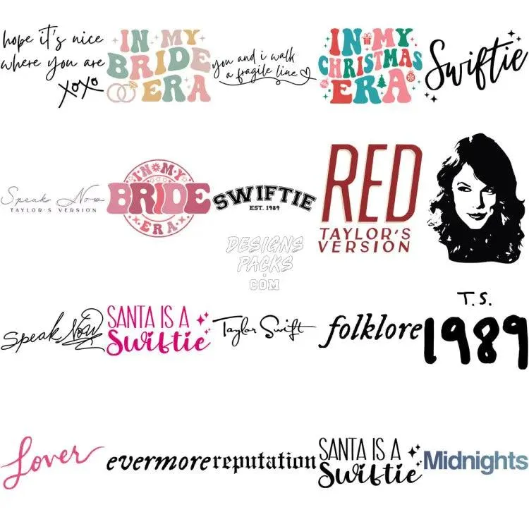 220 Taylor Music Artist Era Tour Designs Bundle PNG