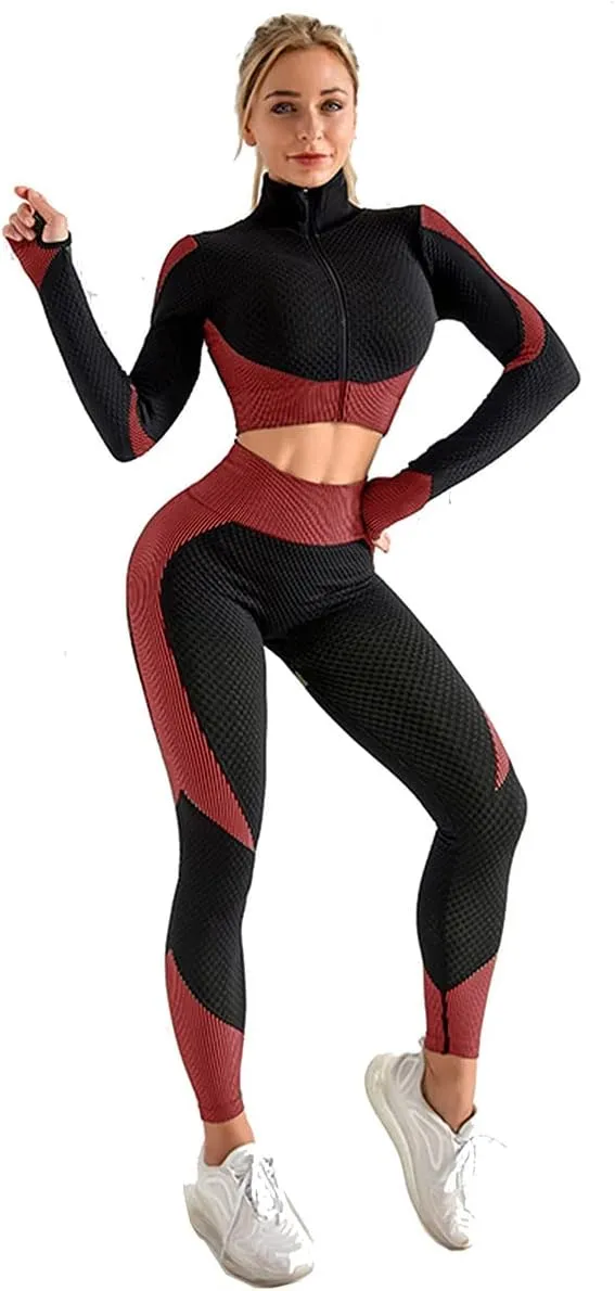 3pcs Seamless Outfit Workout Sets Gym for Women, Fitness Sports School Running Clothes Yoga Sportswear