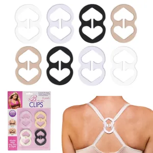 8 Pack Bra Strap Clips Back Anti-Slip Bra Straps Holder Buckles Cleavage Control