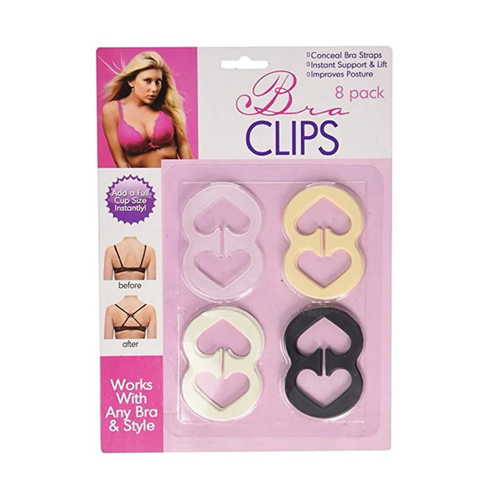 8 Pack Bra Strap Clips Back Anti-Slip Bra Straps Holder Buckles Cleavage Control