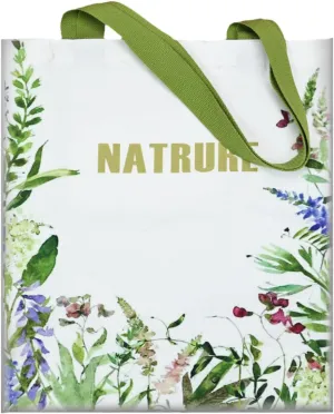 Aesthetic Canvas Tote Bag with Inner Pocket, Reusable Grocery Shopping Bags Shoulder Bag Cotton Tote for Flowers