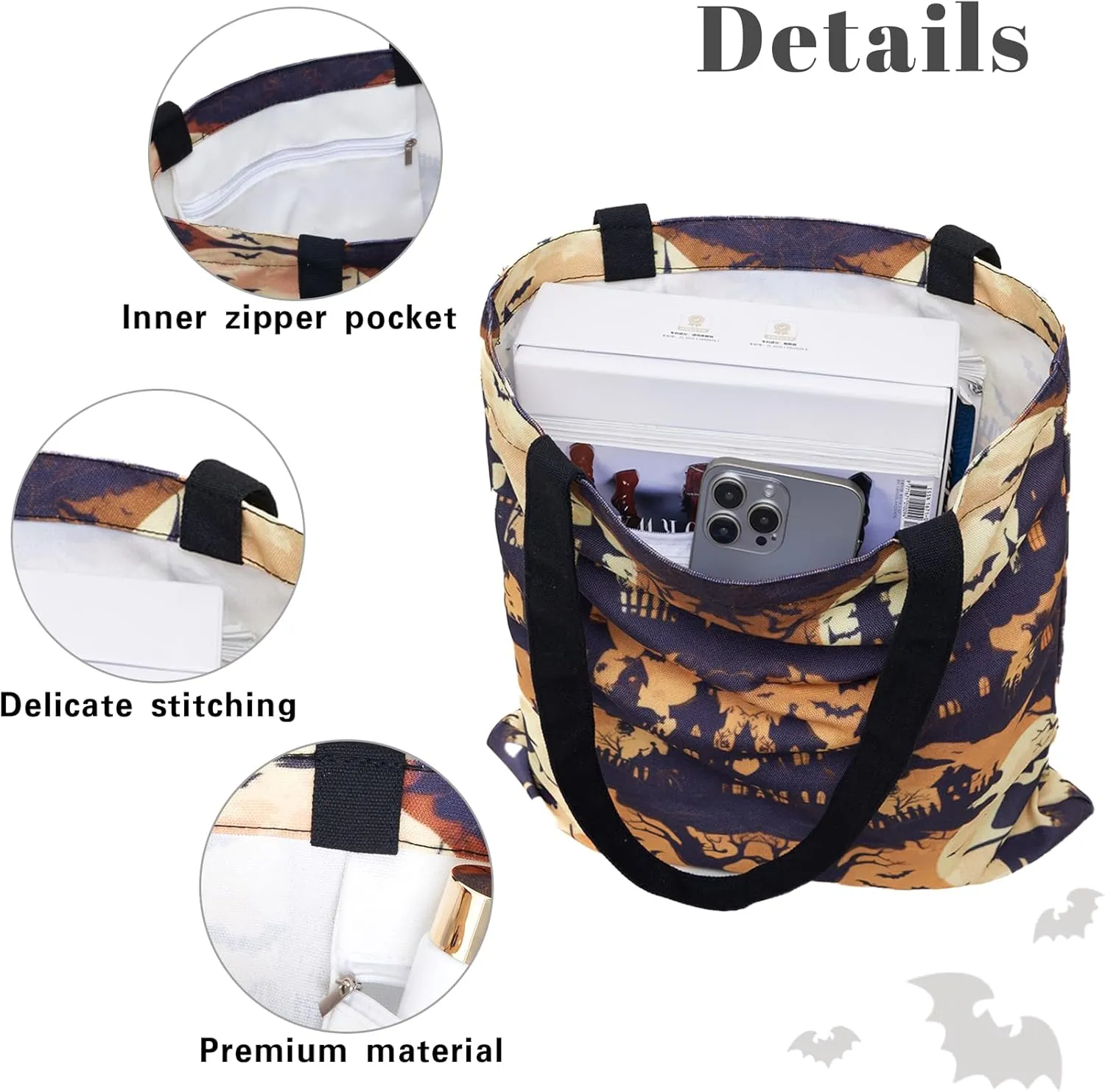 Aesthetic Canvas Tote Bag with Inner Pocket, Reusable Grocery Shopping Bags Shoulder Bag Cotton Tote for Flowers