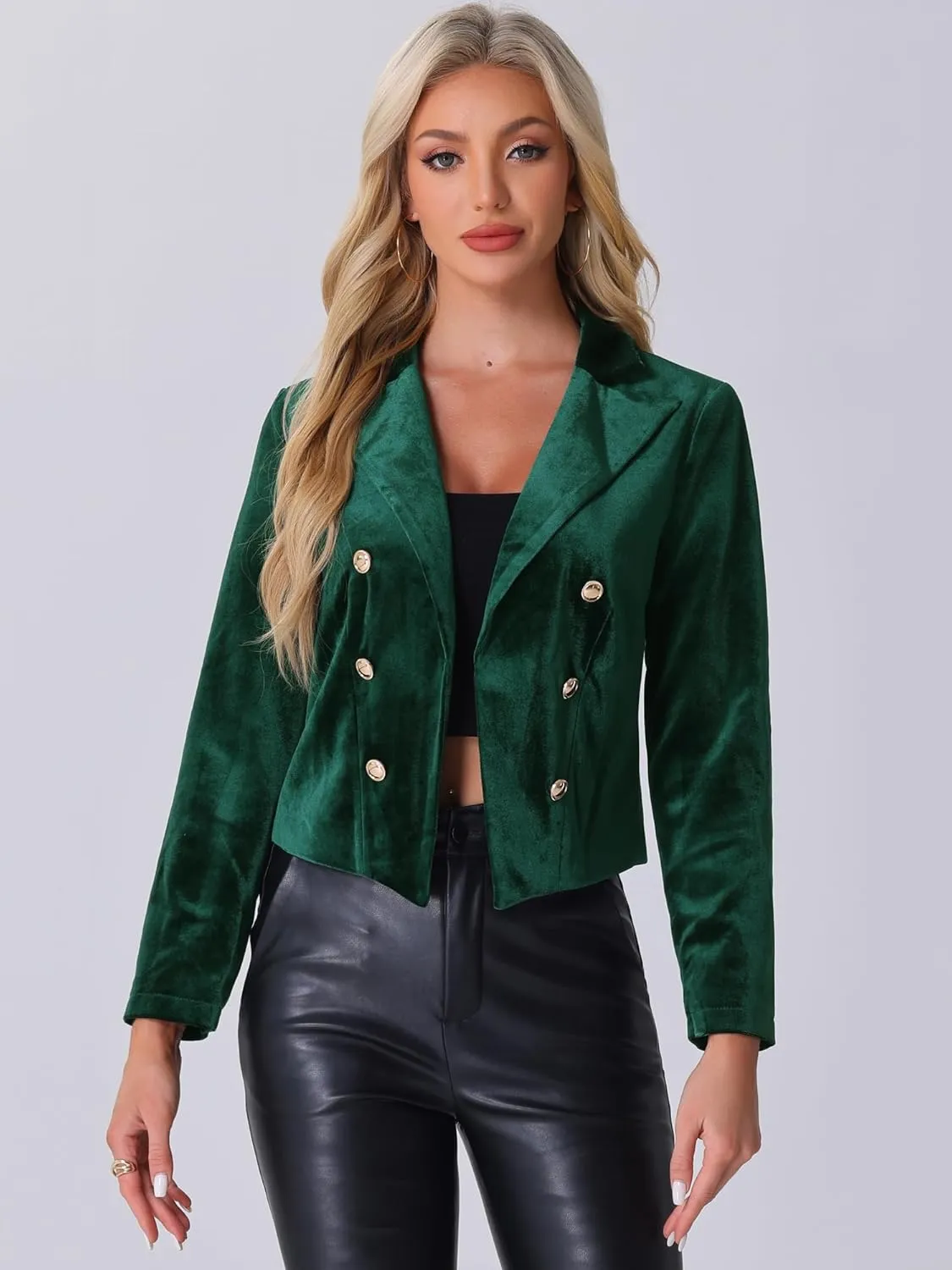 Allegra K Velvet Blazer Jacket for Women's Notch Lapel Open Front Long Sleeve Party Cocktail Velour Sports Coat