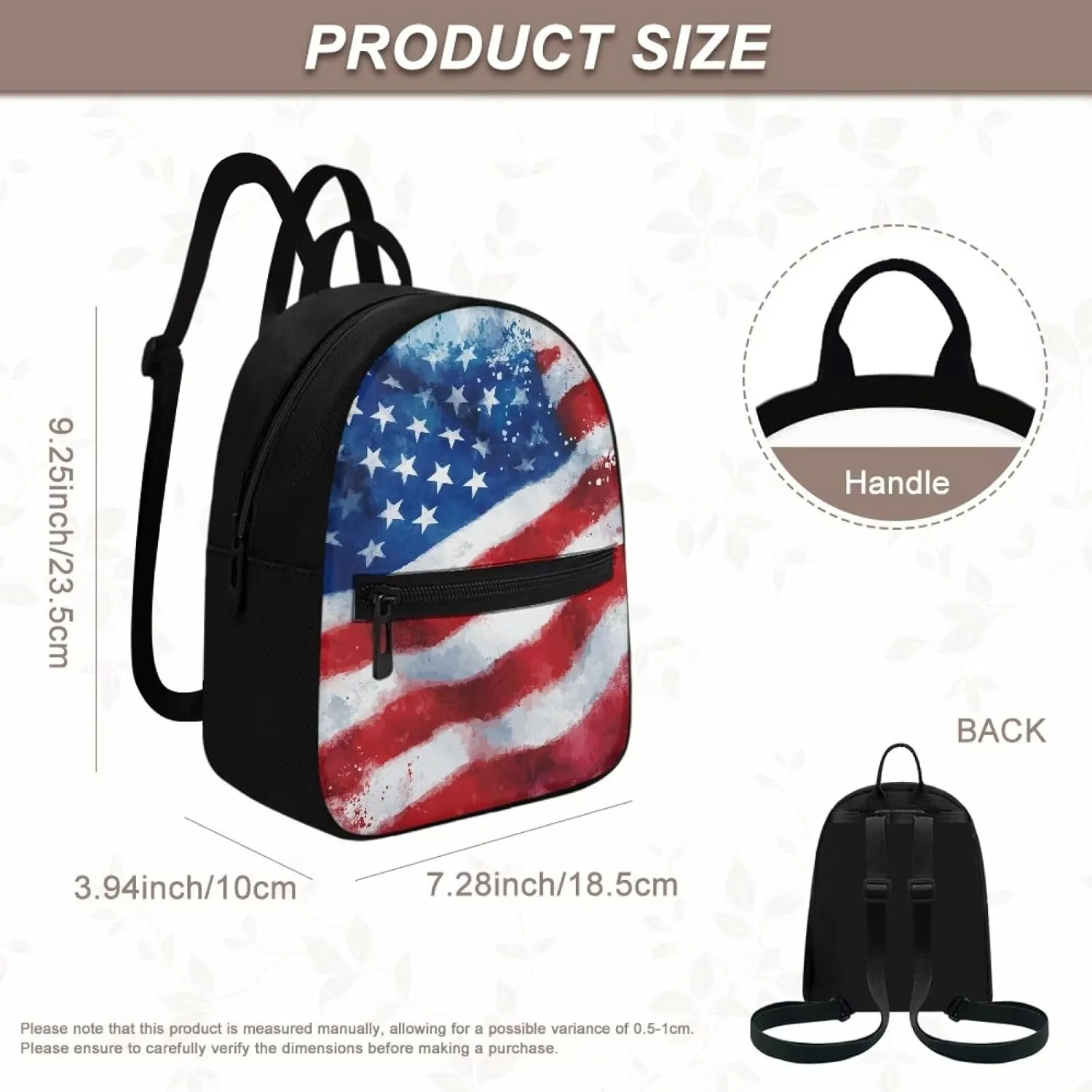 America Flag Back Pack Purses Women Portable Small Travel Backpack with Adjustable Shoulder Strap Polyester Carrying Tote Bag for College Business Multiple Pockets Mini Bags