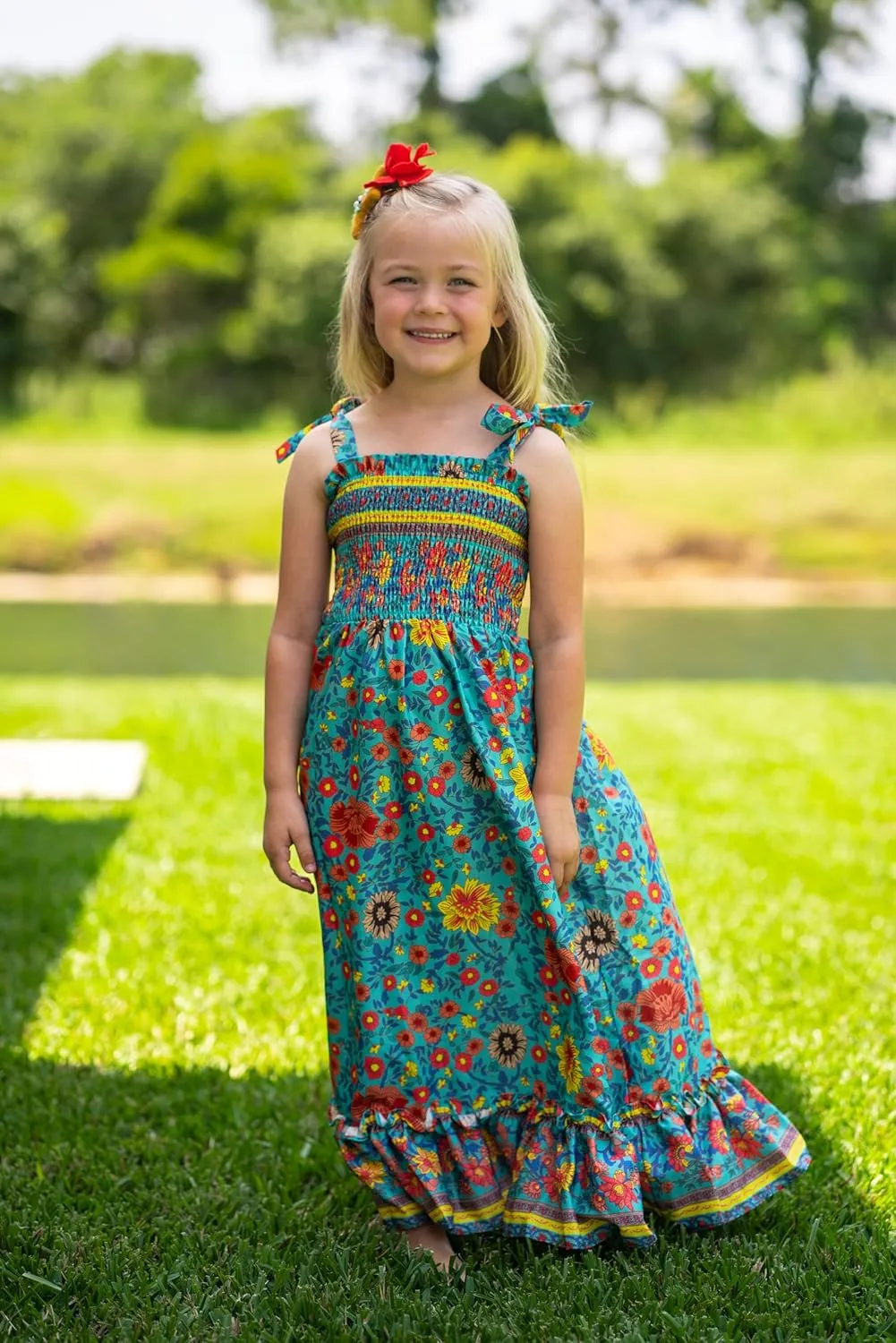 Arshiner Girls Summer Dress Boho Beach Casual Smocked Maxi Dresses 6-13 Years