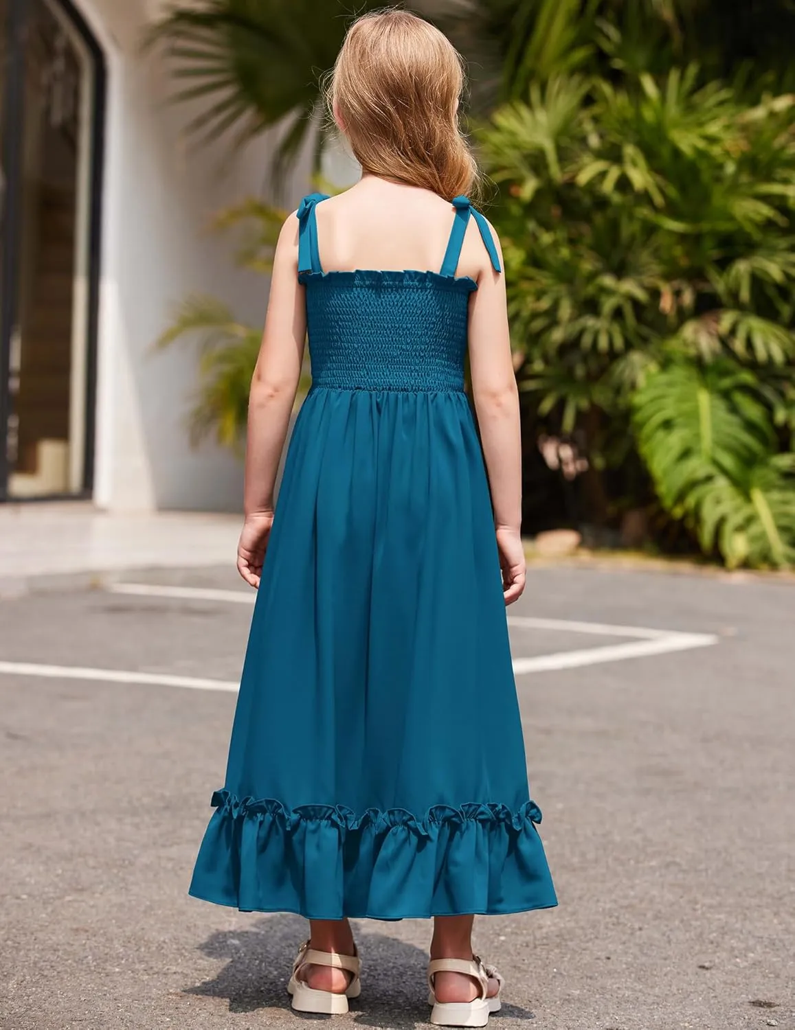 Arshiner Girls Summer Dress Boho Beach Casual Smocked Maxi Dresses 6-13 Years