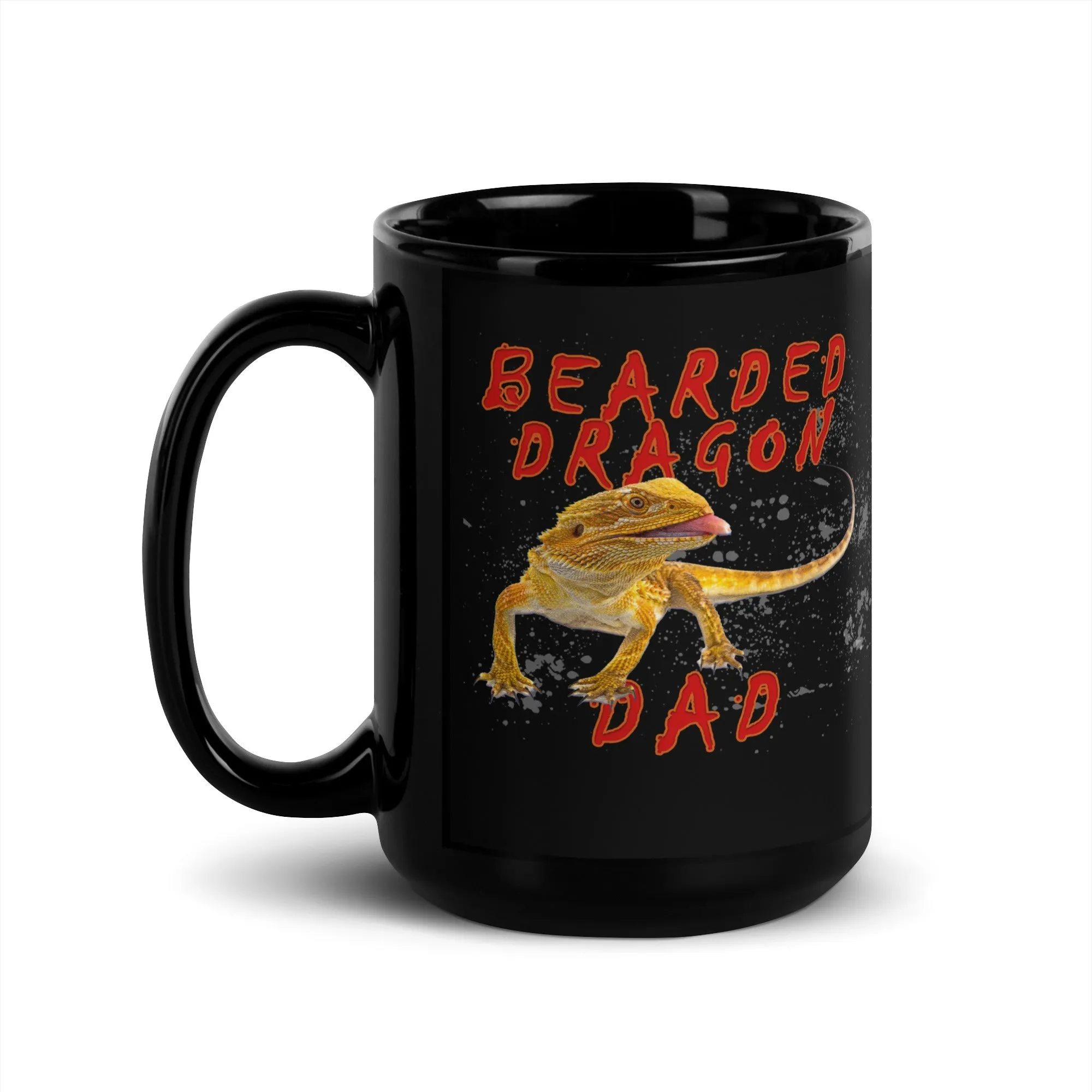 Bearded Dragon Dad Black Glossy Mug