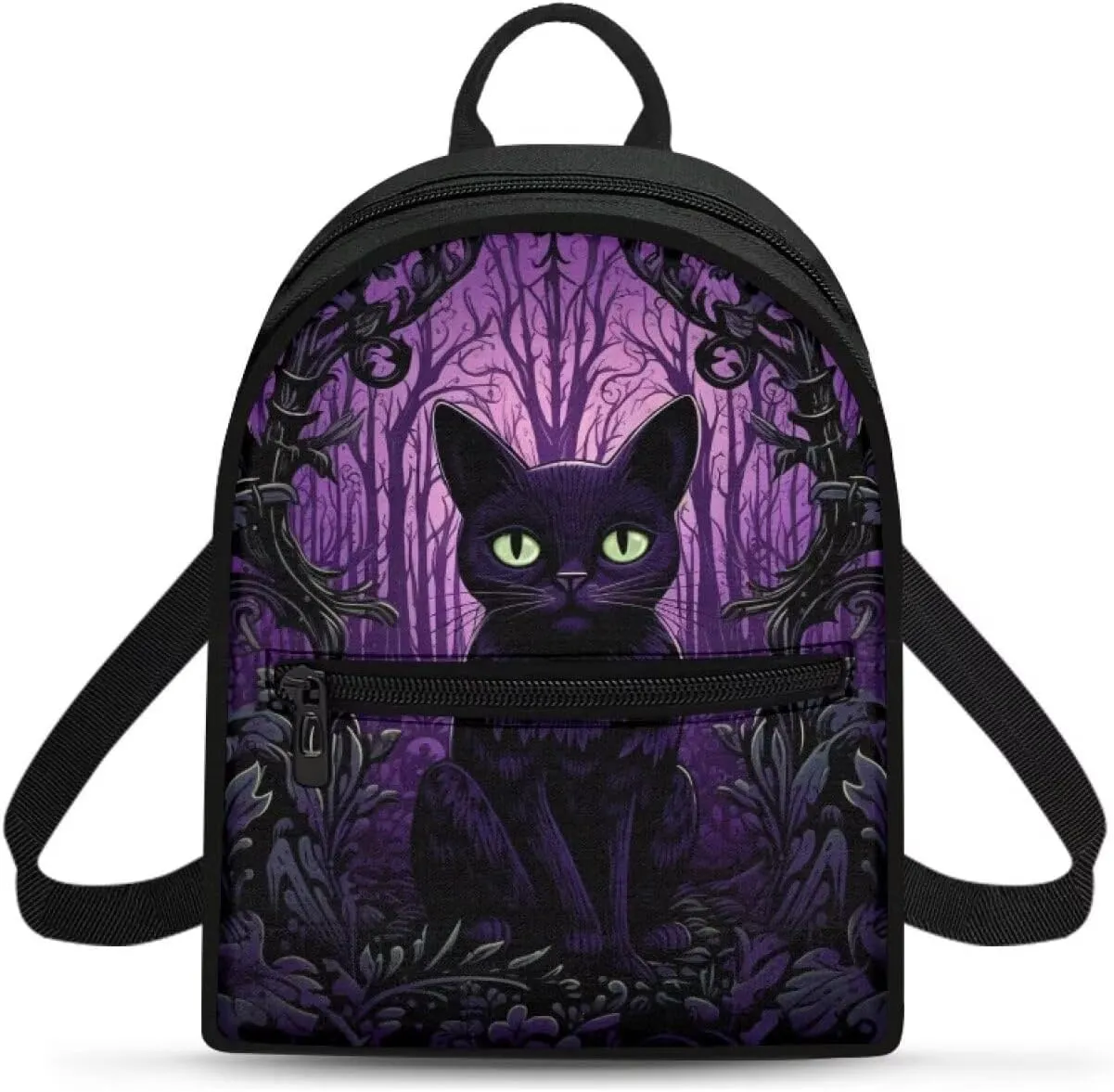 Black Cat Backpack Purse for Women Portable Mini Backpack for Travel School Gym Hiking Waterproof Mini Diaper Bag for Mother Outdoor with Multiple Pockets Carrying Tote Bags