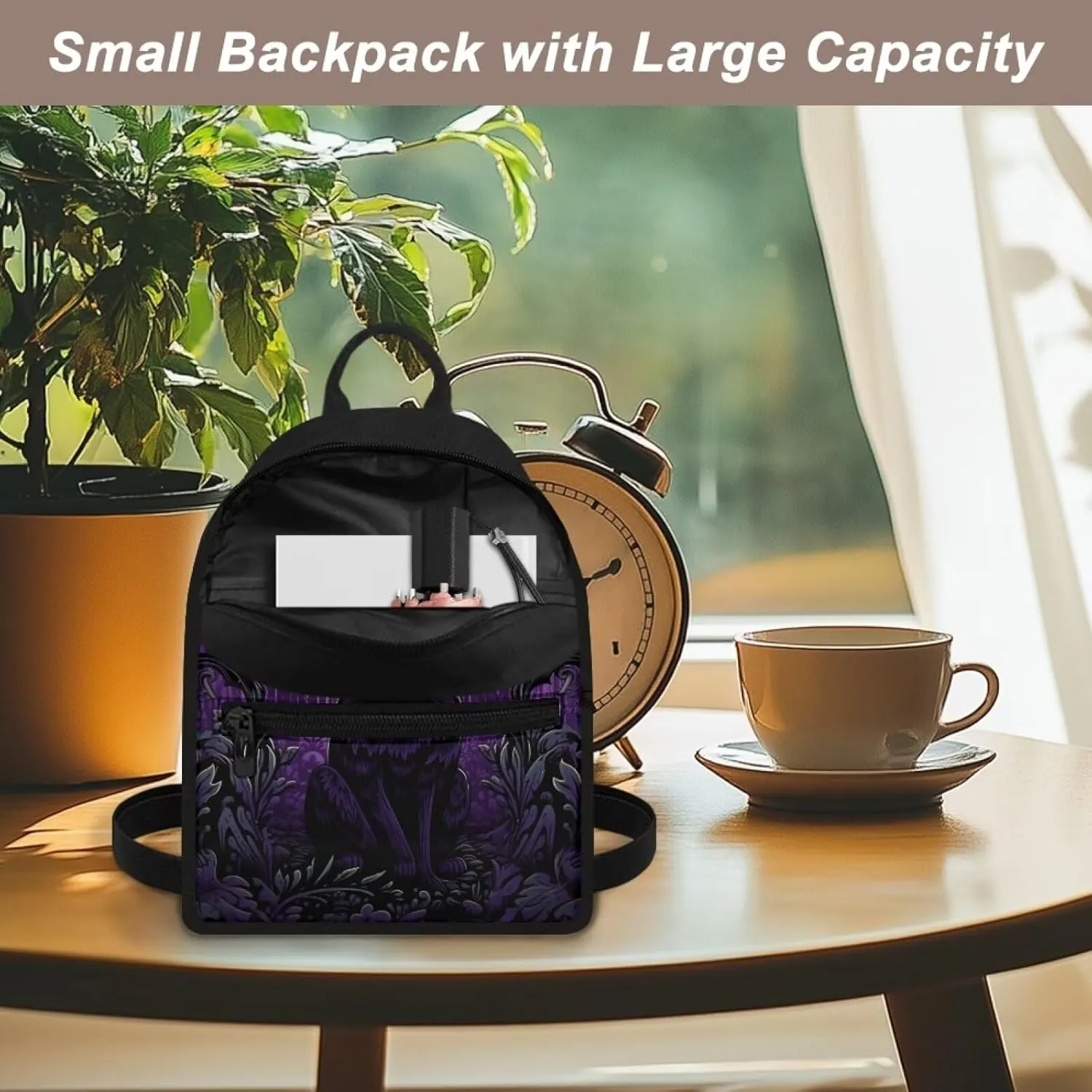 Black Cat Backpack Purse for Women Portable Mini Backpack for Travel School Gym Hiking Waterproof Mini Diaper Bag for Mother Outdoor with Multiple Pockets Carrying Tote Bags