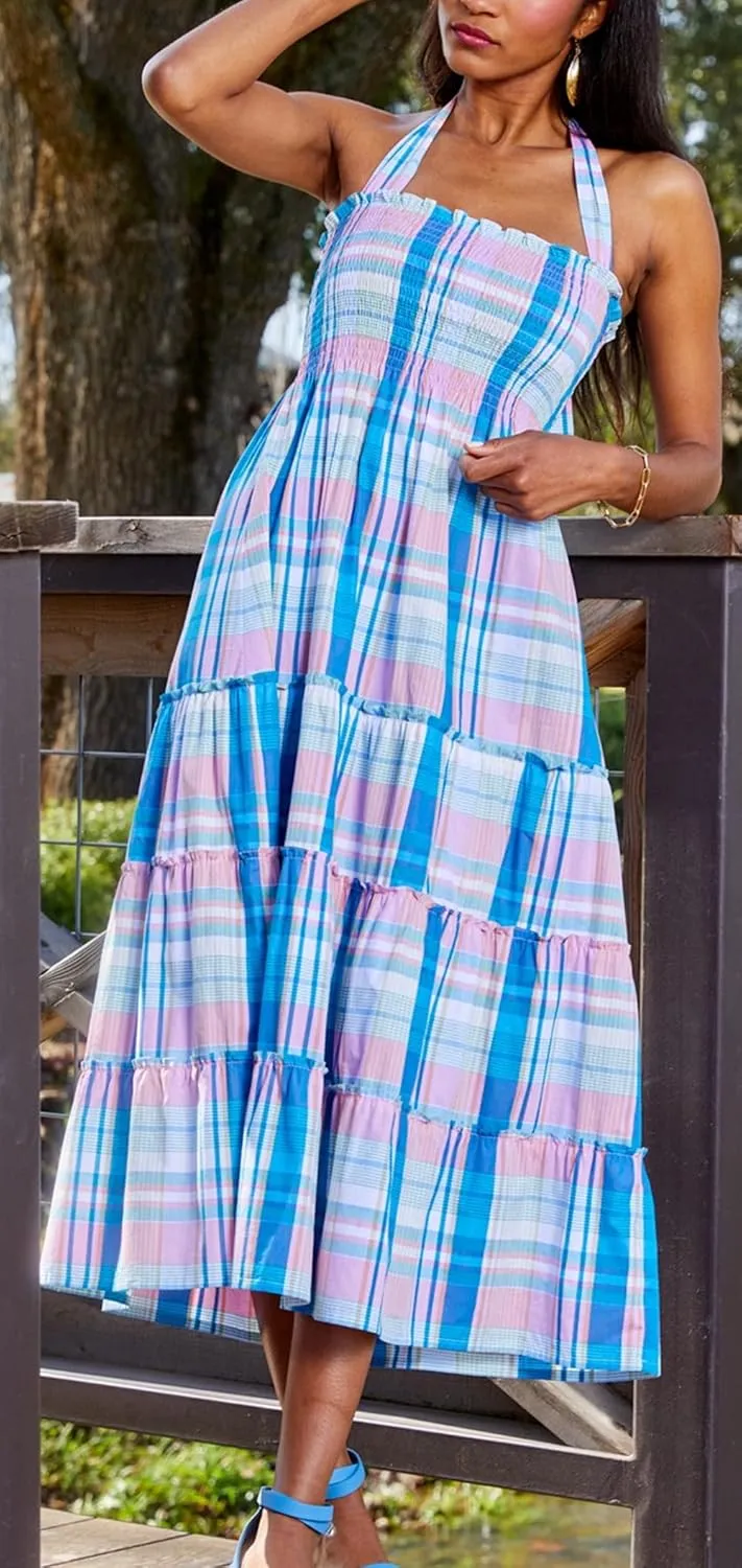 Boho Tie Shoulder Dress Women Y2k Floral Print Long Flowy Spaghetti Strap Maxi Dress Vacation Beach Long Sun Dress