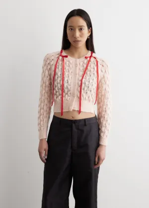 Bow Detail Bubble Knit Cardigan