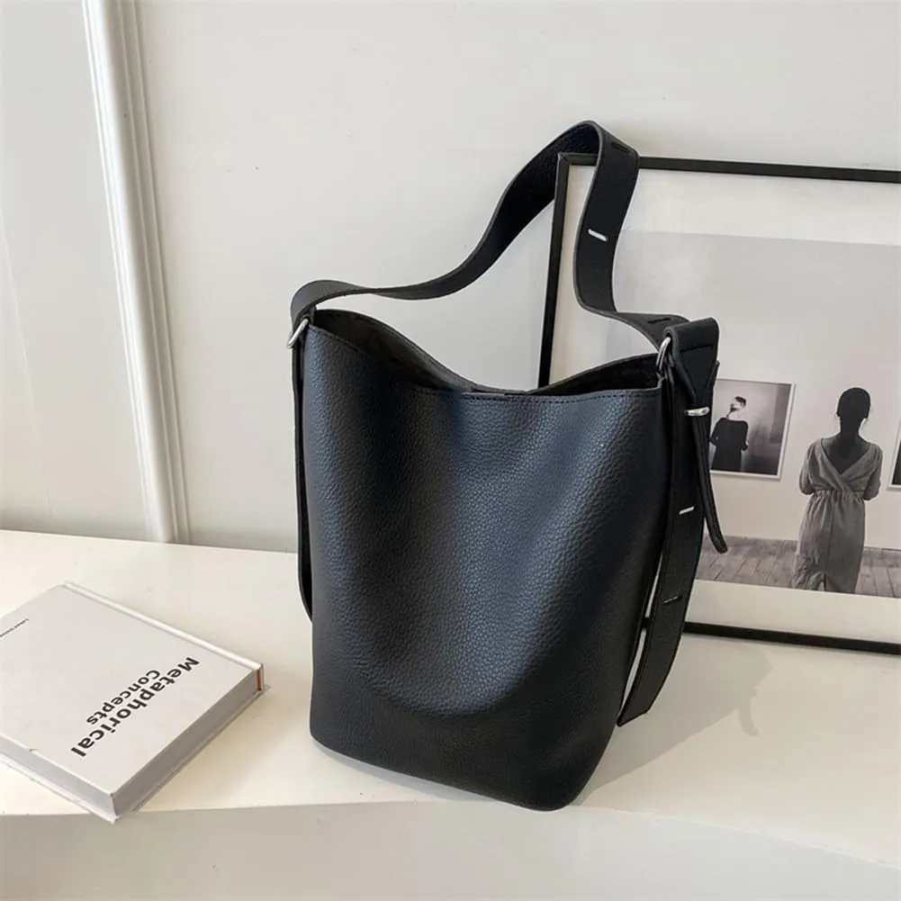 Bucket Bags for Women Slouchy Hobo Bag PU Leather Shoulder Bag Casual Purse Large Tote for Work with Pouch