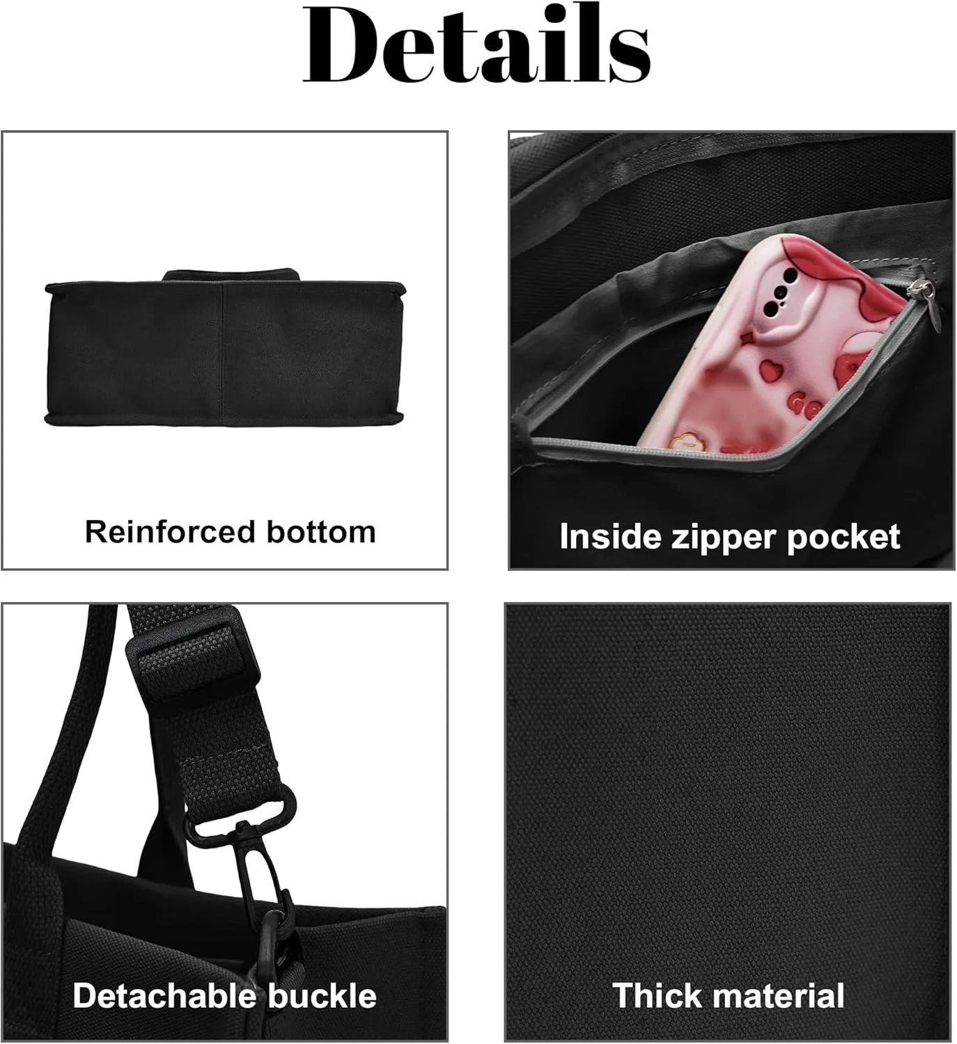 Canvas Tote Bag Shoulder Handbags with Zipper Work Bags for Women Crossbody Bags Tote Bag with Compartments for Work