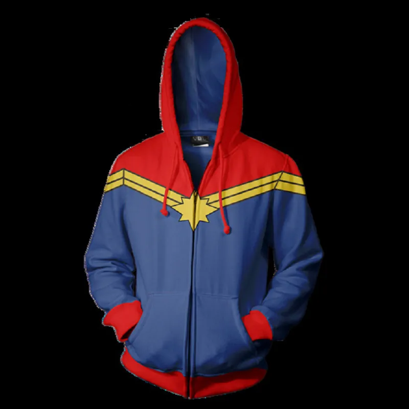 Captain Marvel Hoodie - Carol Danvers Zip Up Hoodie