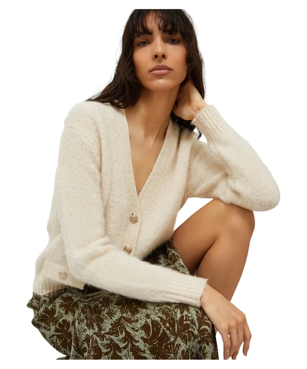Cardigan Ginnico in Mohair Garzato con Bottoni Dorati
