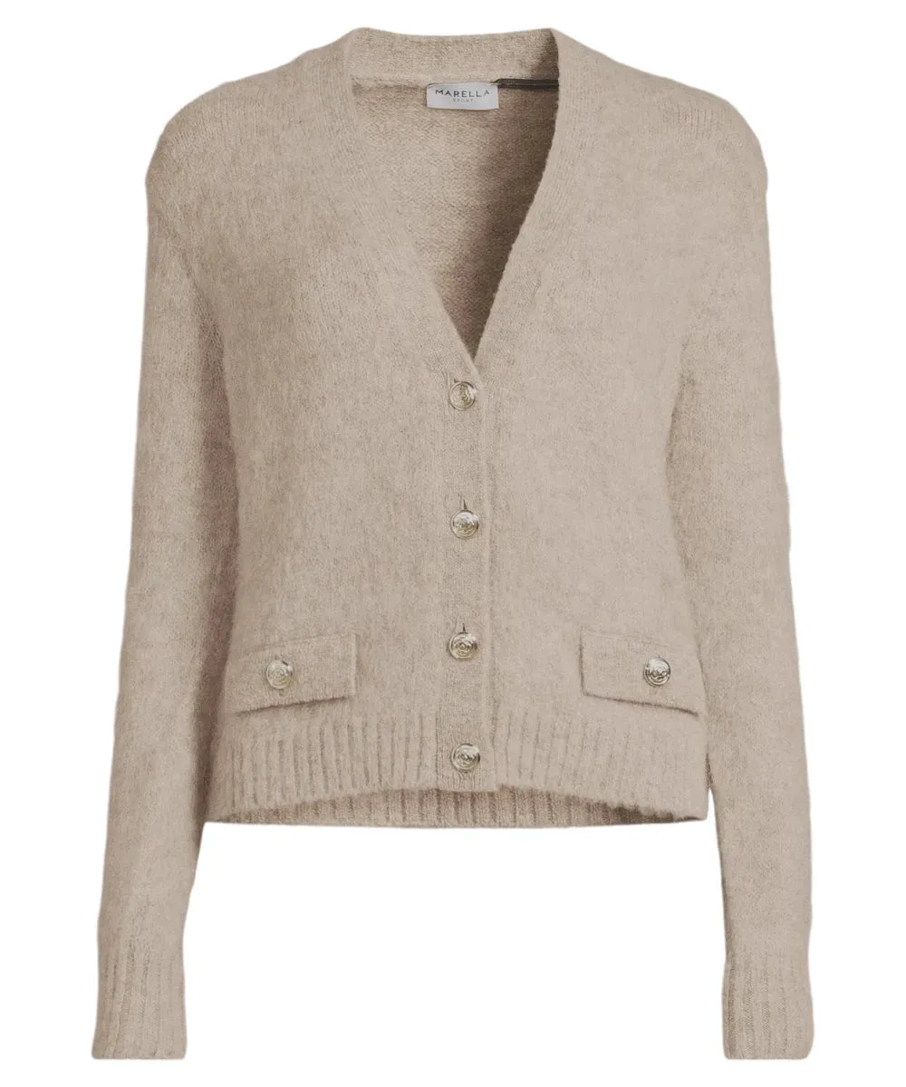 Cardigan Ginnico in Mohair Garzato con Bottoni Dorati