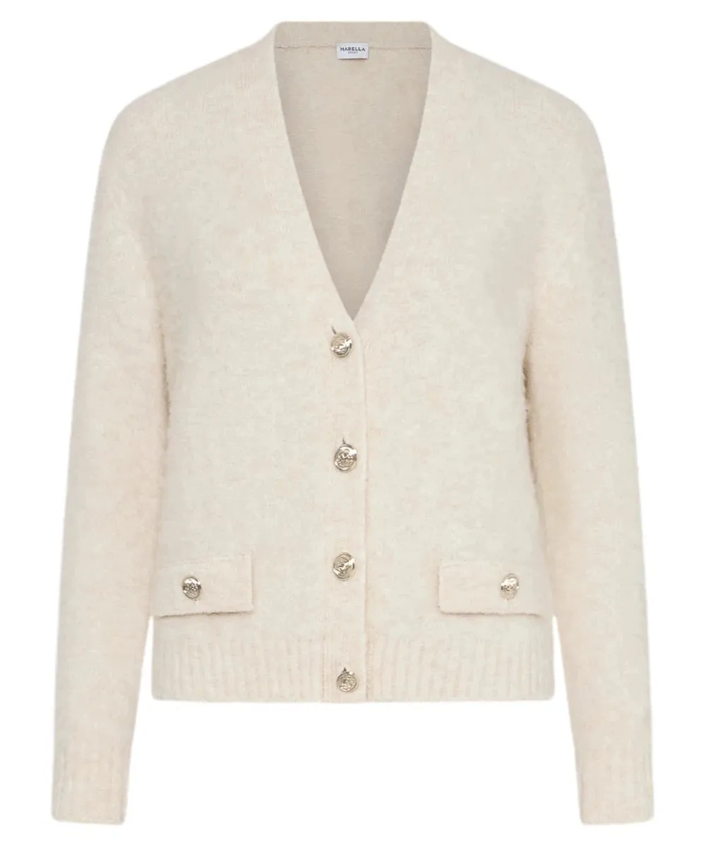 Cardigan Ginnico in Mohair Garzato con Bottoni Dorati