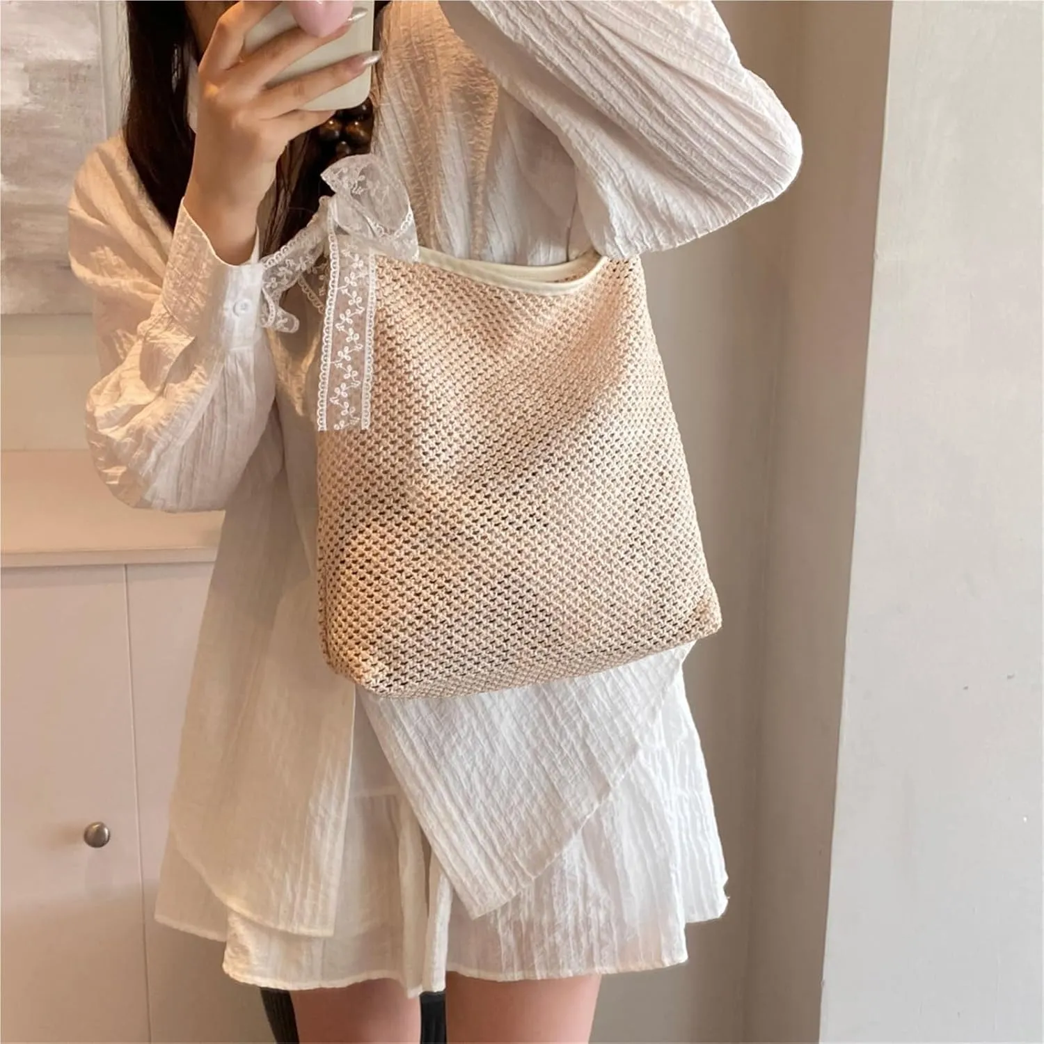 Casual Commuting Tote Bag Large Capacity Hand Woven Women Shoulder Bag Summer New Lazy Style Beach Bag