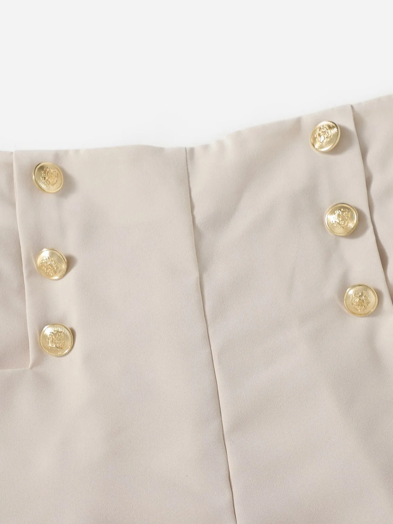 Casual Plain Fake Buttons High Waist Women Shorts