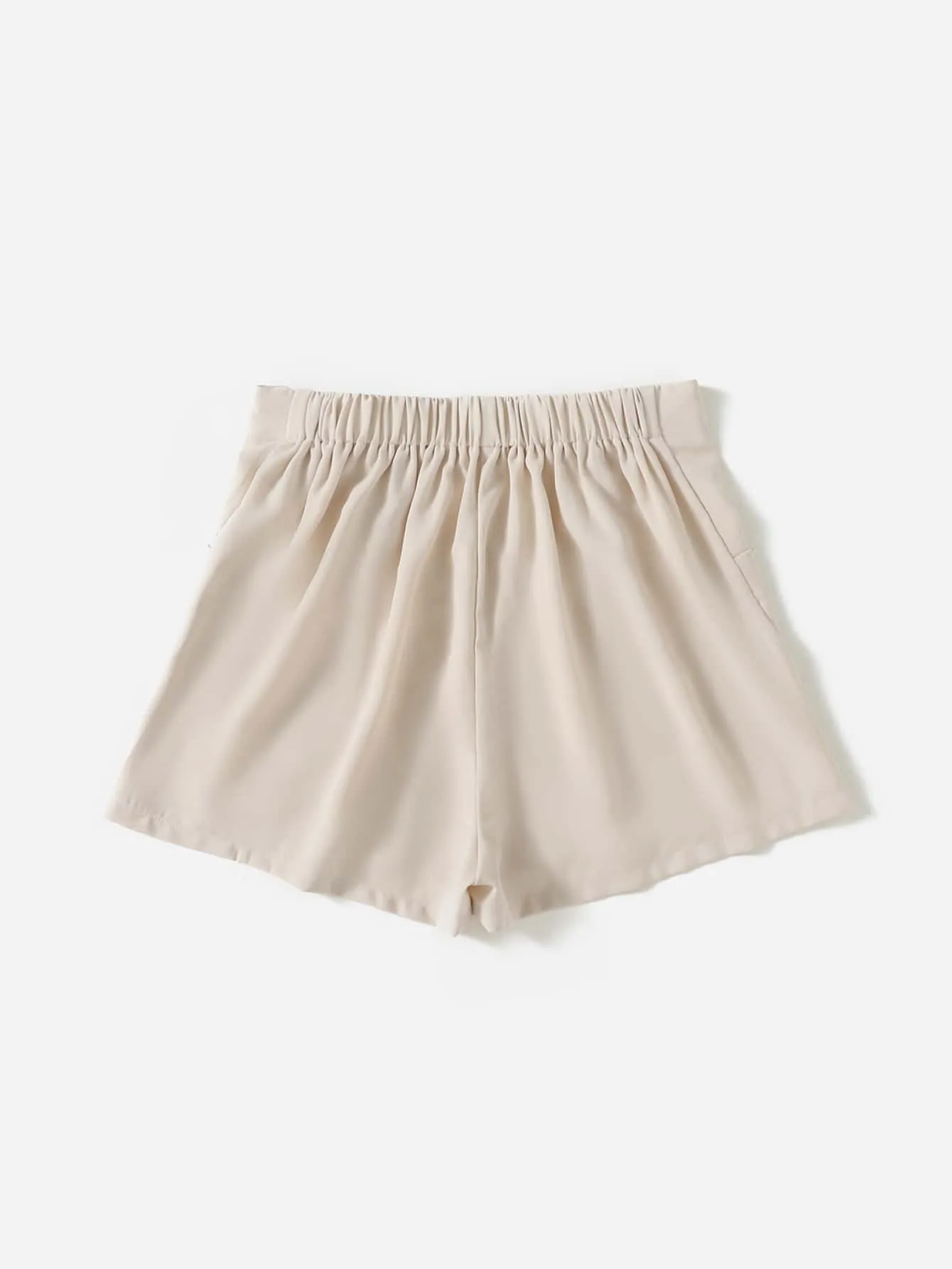 Casual Plain Fake Buttons High Waist Women Shorts