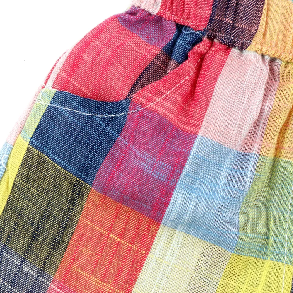 Casual Rainbow Color Elastic Waist Shorts For Kids
