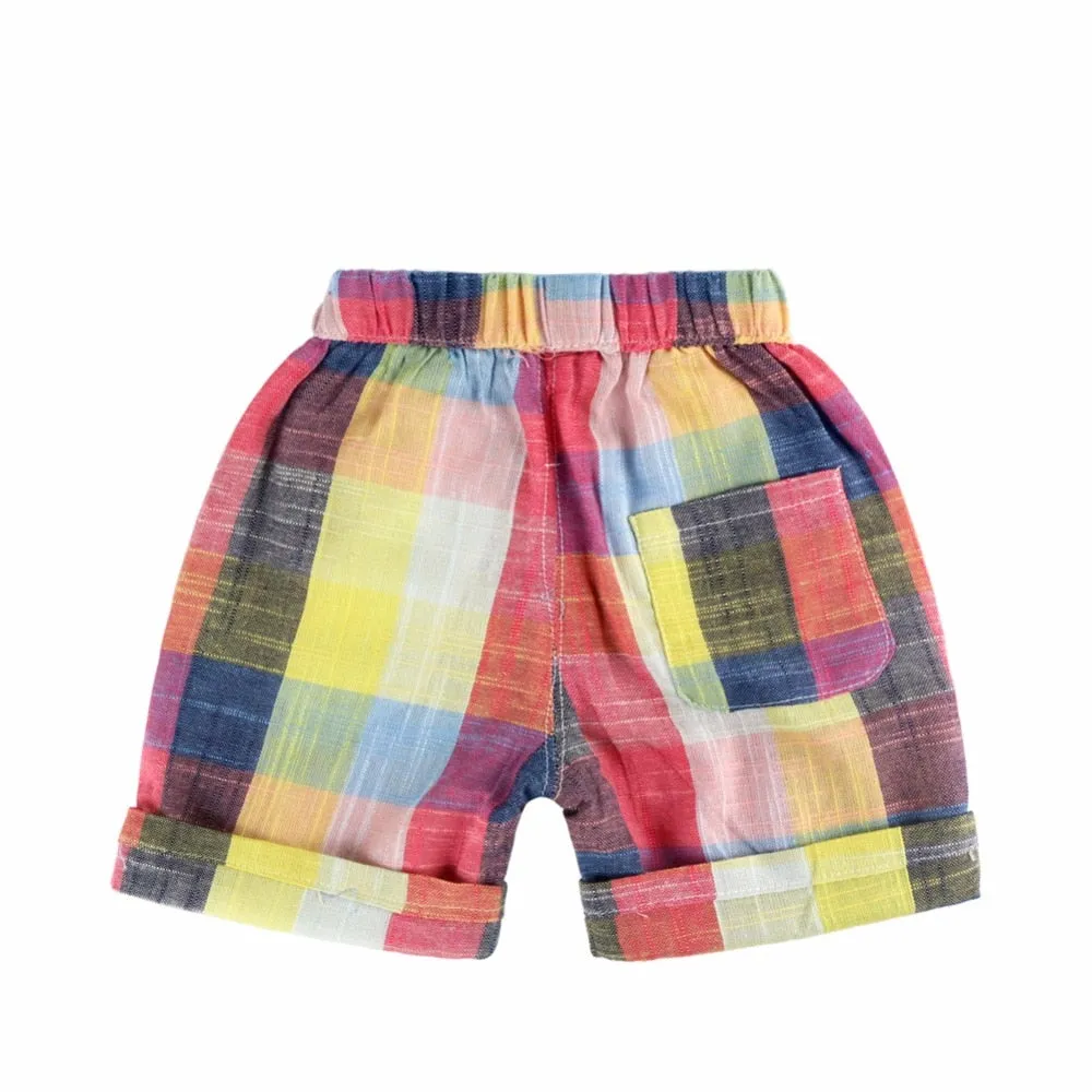 Casual Rainbow Color Elastic Waist Shorts For Kids
