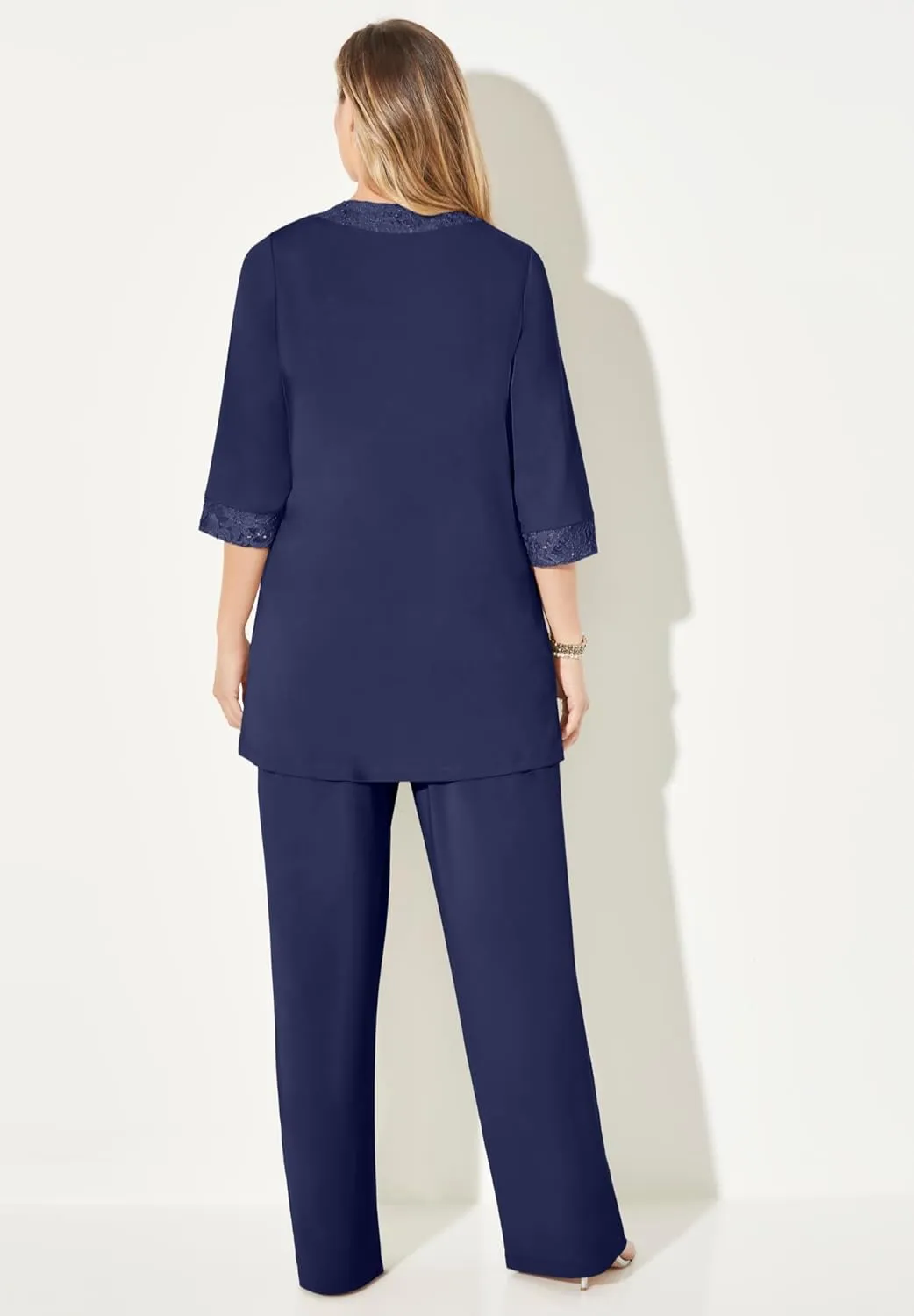Catherines Women's Plus Size 3-Piece Lace Gala Pant Suit