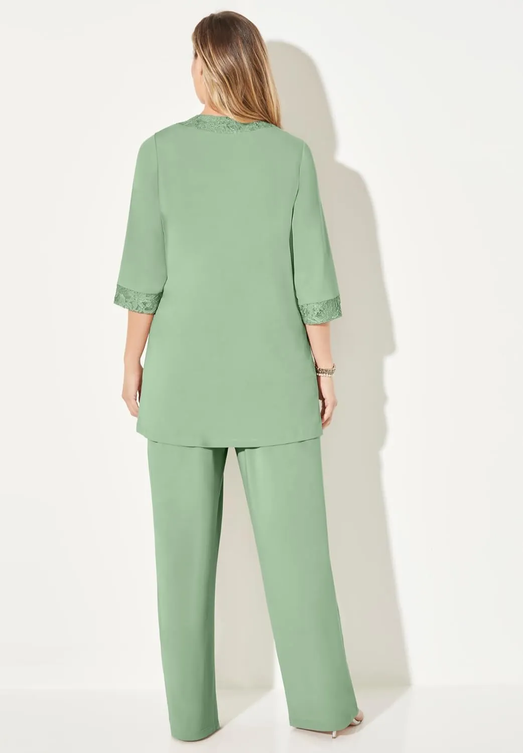 Catherines Women's Plus Size 3-Piece Lace Gala Pant Suit