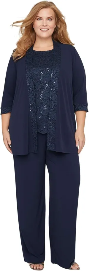 Catherines Women's Plus Size 3-Piece Lace Gala Pant Suit