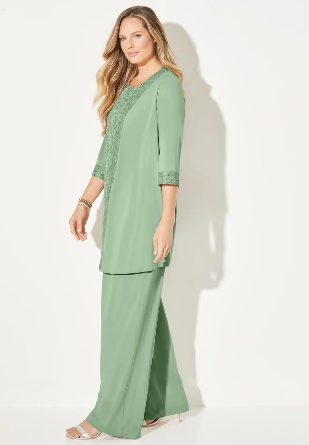 Catherines Women's Plus Size 3-Piece Lace Gala Pant Suit
