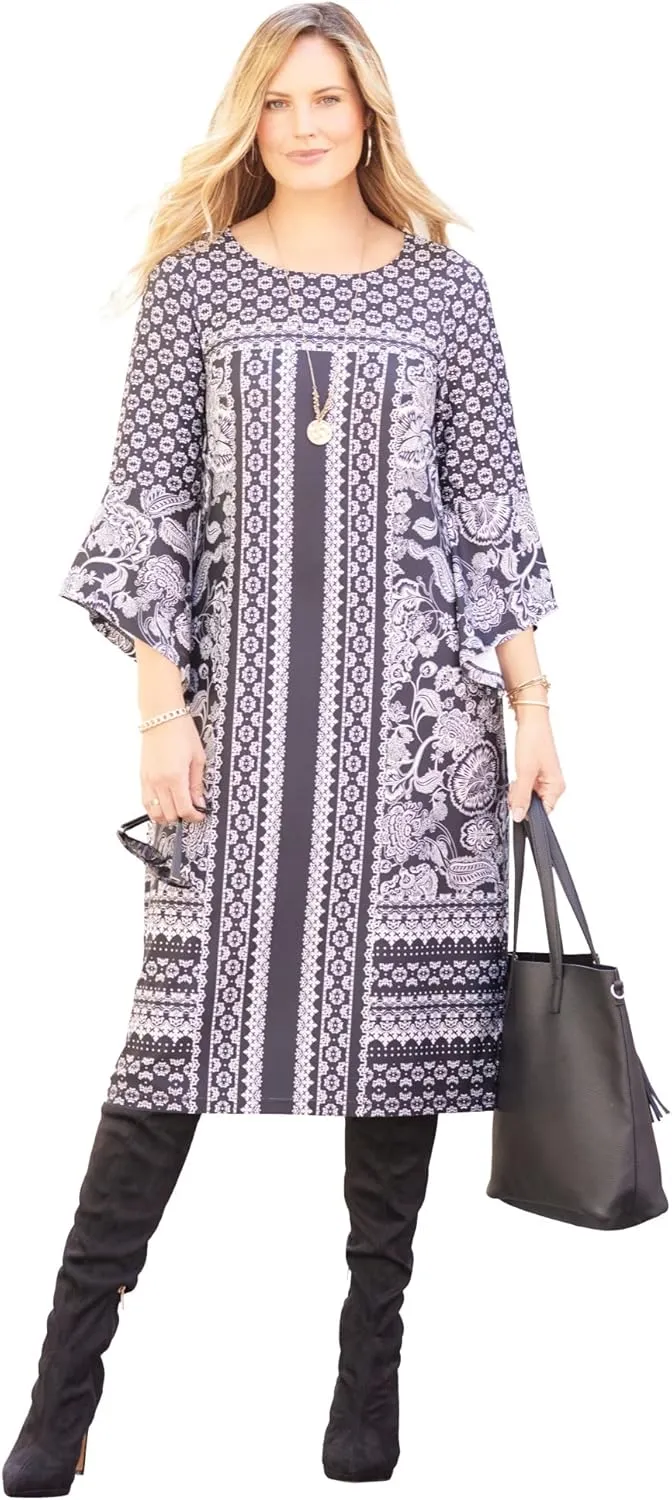 Catherines Women's Plus Size Bell Sleeve Shift Dress