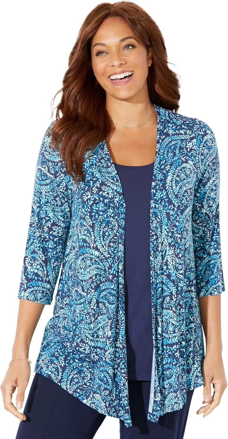 Catherines Women's Plus Size Cardigan and Tank Duet