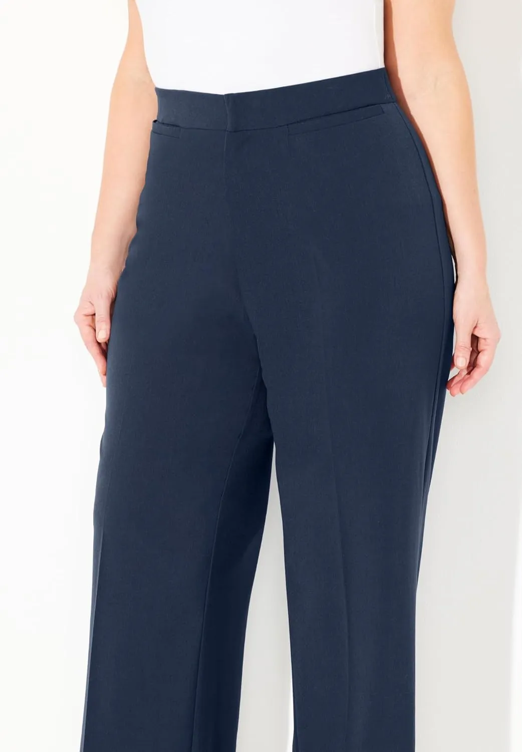Catherines Women's Plus Size Petite Right Fit Curvy Wide Leg Pant