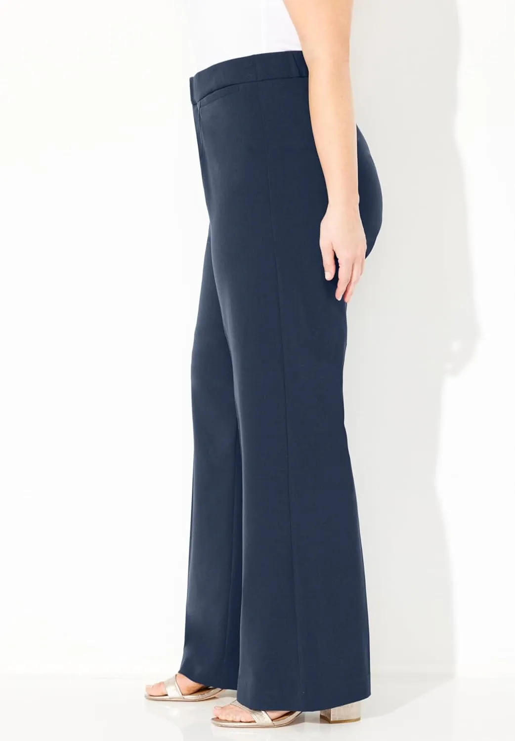 Catherines Women's Plus Size Petite Right Fit Curvy Wide Leg Pant