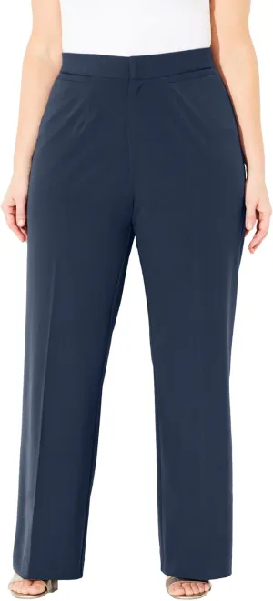 Catherines Women's Plus Size Petite Right Fit Curvy Wide Leg Pant