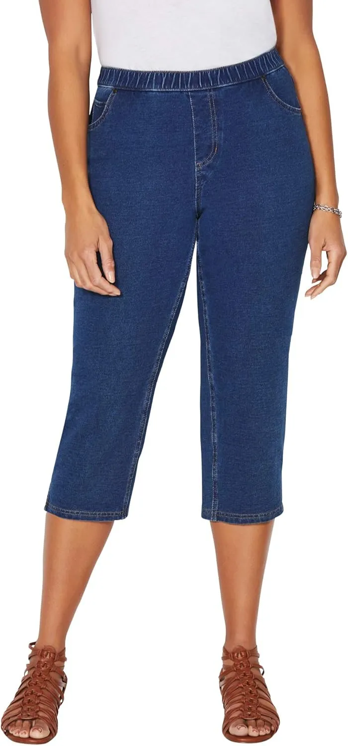 Catherines Women's Plus Size The Knit Jean Capri (with Pockets)