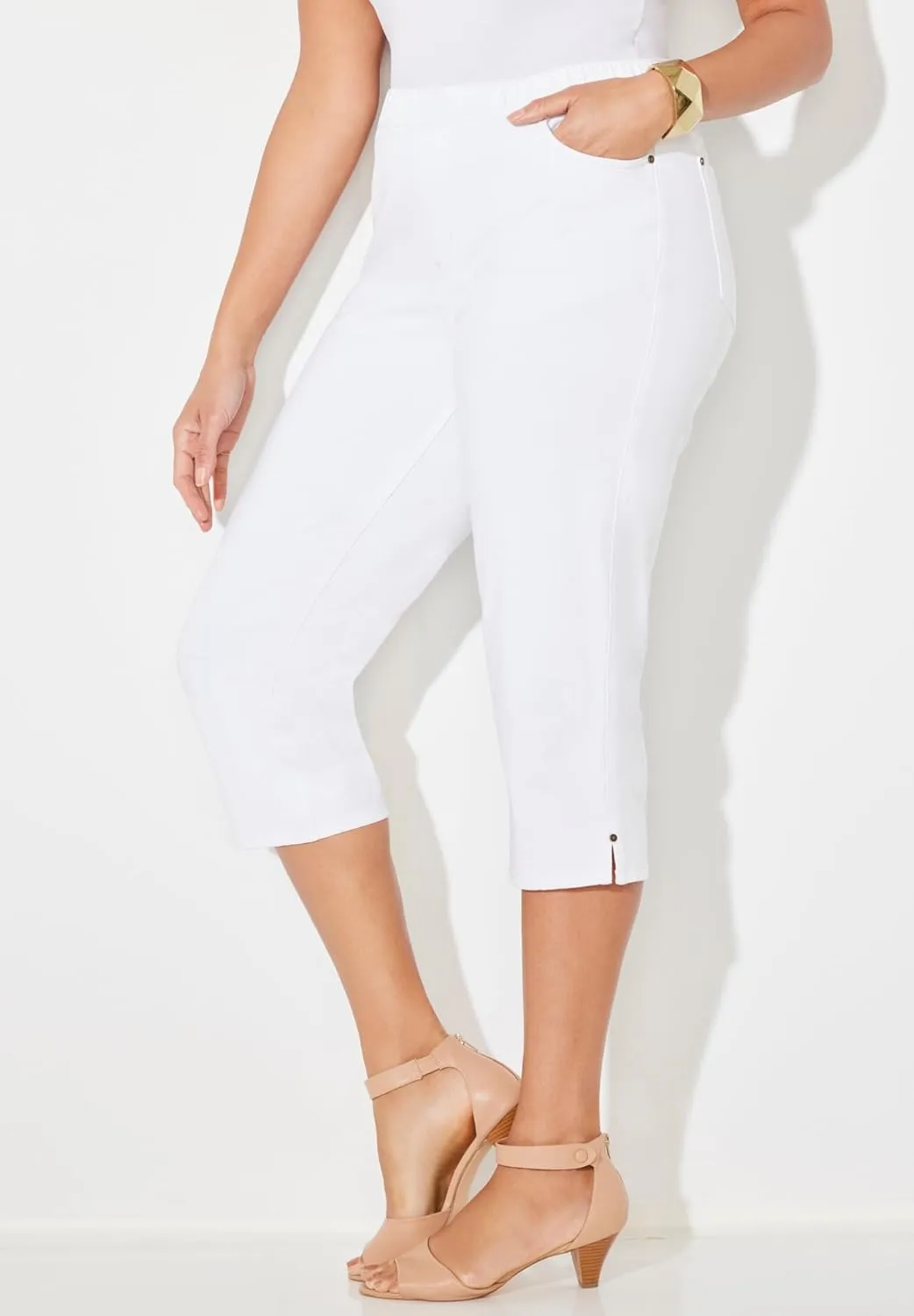 Catherines Women's Plus Size The Knit Jean Capri (with Pockets)