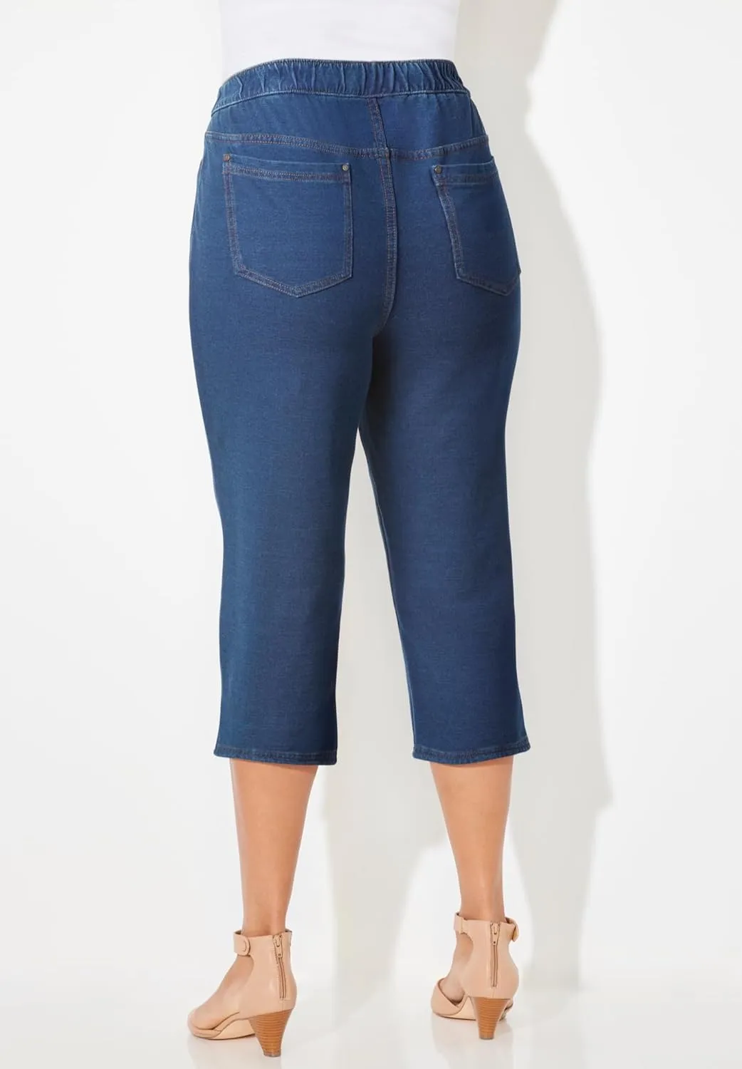 Catherines Women's Plus Size The Knit Jean Capri (with Pockets)