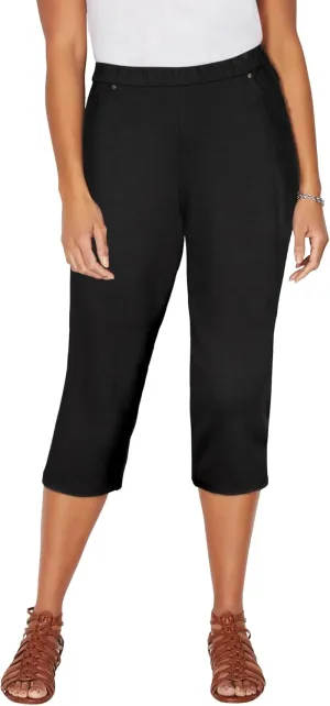 Catherines Women's Plus Size The Knit Jean Capri (with Pockets)