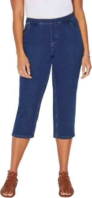 Catherines Women's Plus Size The Knit Jean Capri (with Pockets)