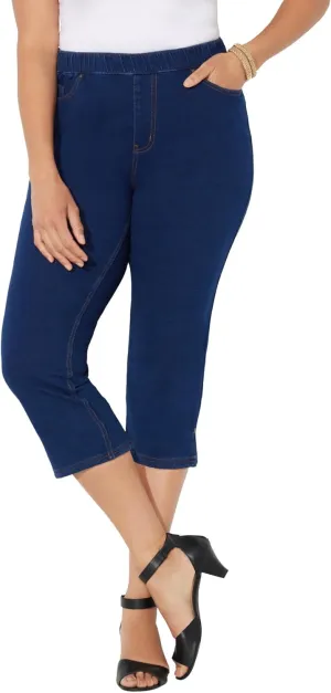 Catherines Women's Plus Size The Knit Jean Capri (with Pockets)