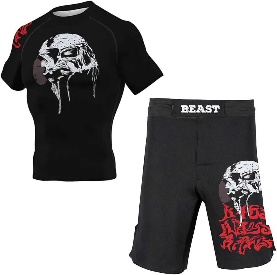 CHOO Men's Skull Moisture Wicking Gym T-Shirt Quick-Dry Stretch Clothing 2-Pack (Shortsleeve   Shorts), XX-Large