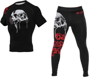 CHOO Men's Skull Moisture Wicking Gym T-Shirt Quick-Dry Stretch Clothing 2-Pack (Shortsleeve   Spats), XX-Large