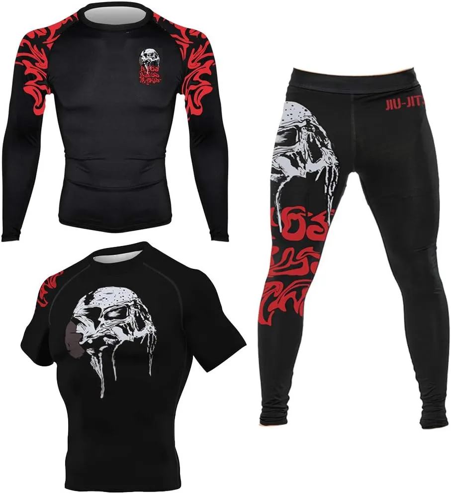 CHOO Men's Skull Moisture Wicking Gym T-Shirt Quick-Dry Stretch Clothing(Longsleeve/Shortsleeve   Spats), XX-Large