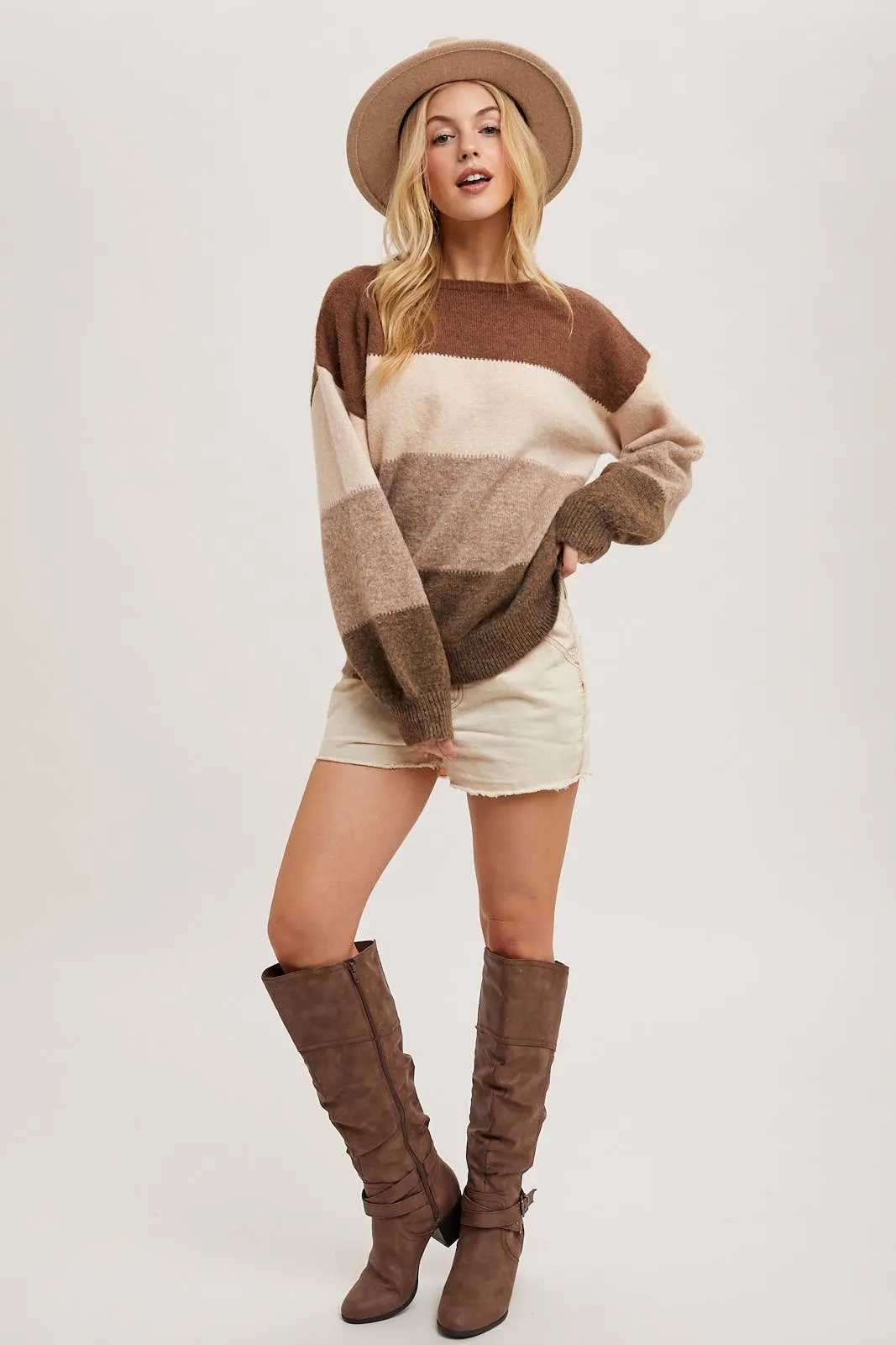 Color Block Sknit Sweater Pullover