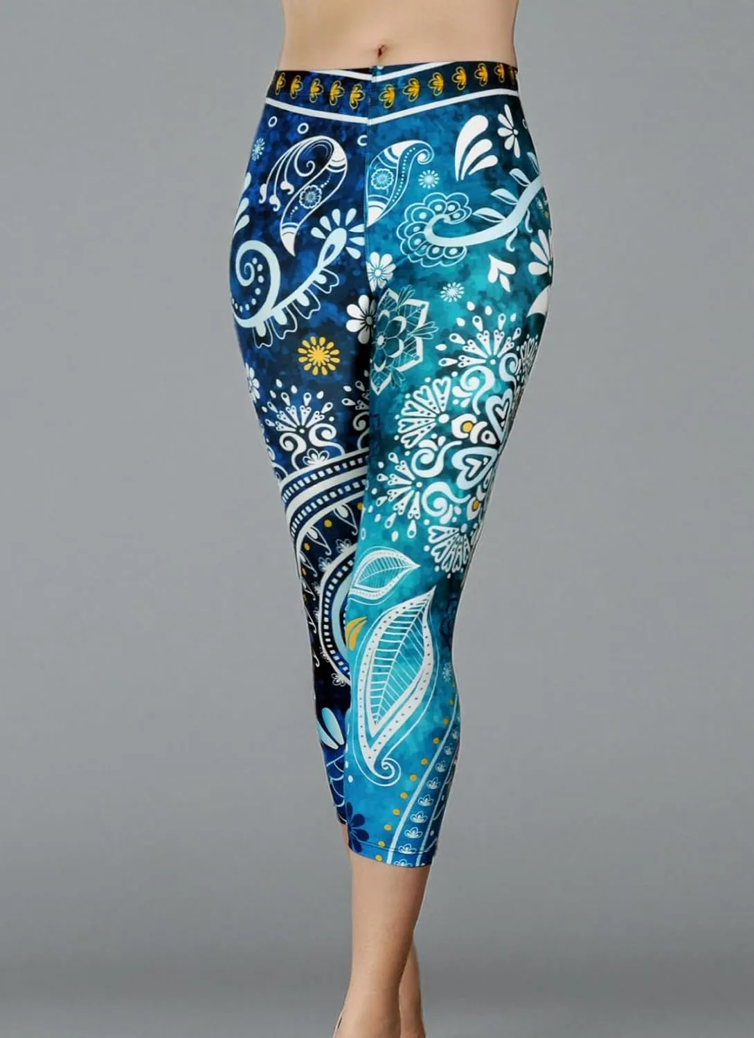 Comfy Yoga Pants - Workout Capris - High Waist Workout Leggings for Women - Lightweight Printed Yoga Legging - Size S/M 4-10