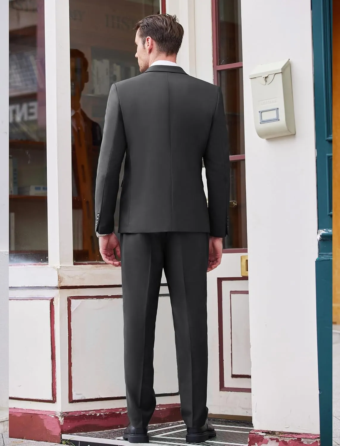 COOFANDY Men's 3 Piece Wedding Suit Set One Button Slim Fit Jacket Blazer Vest Pants Set Groom Prom Tuxedo Suits
