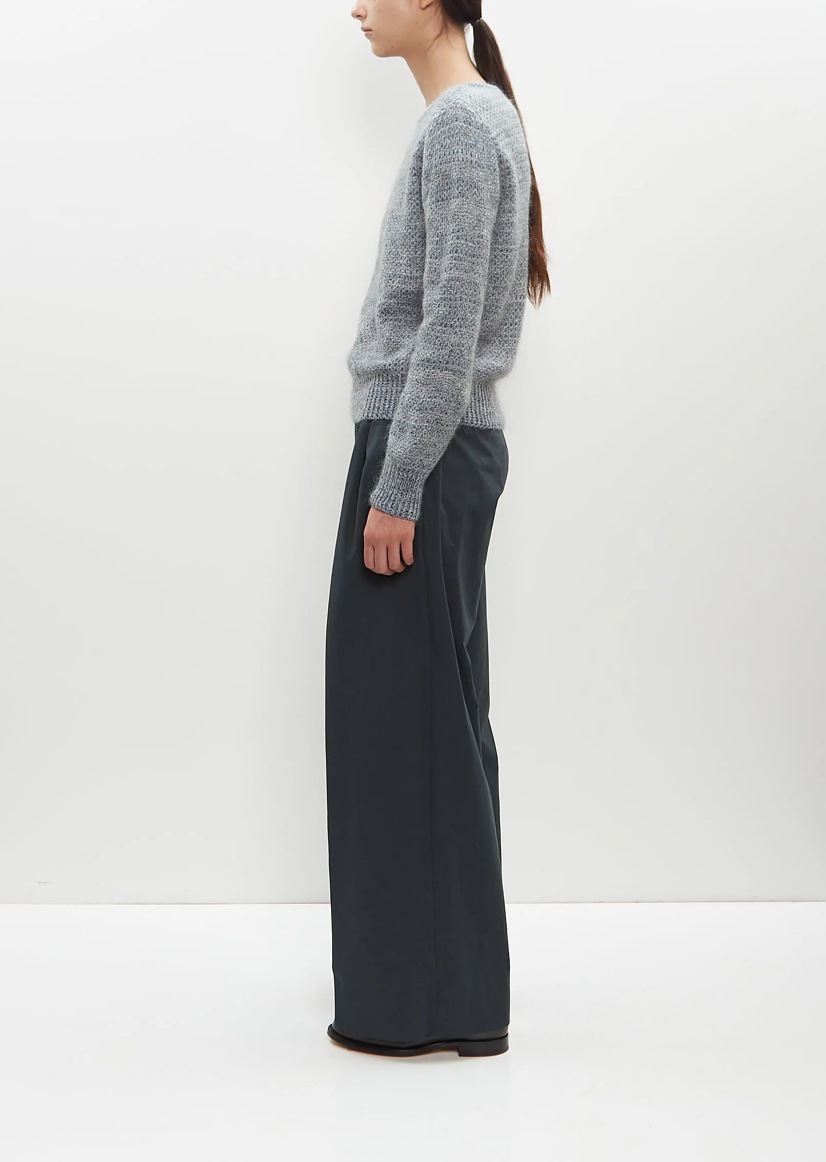 Cotton-Mohair Blend Fjord Sweater — Stone Blues