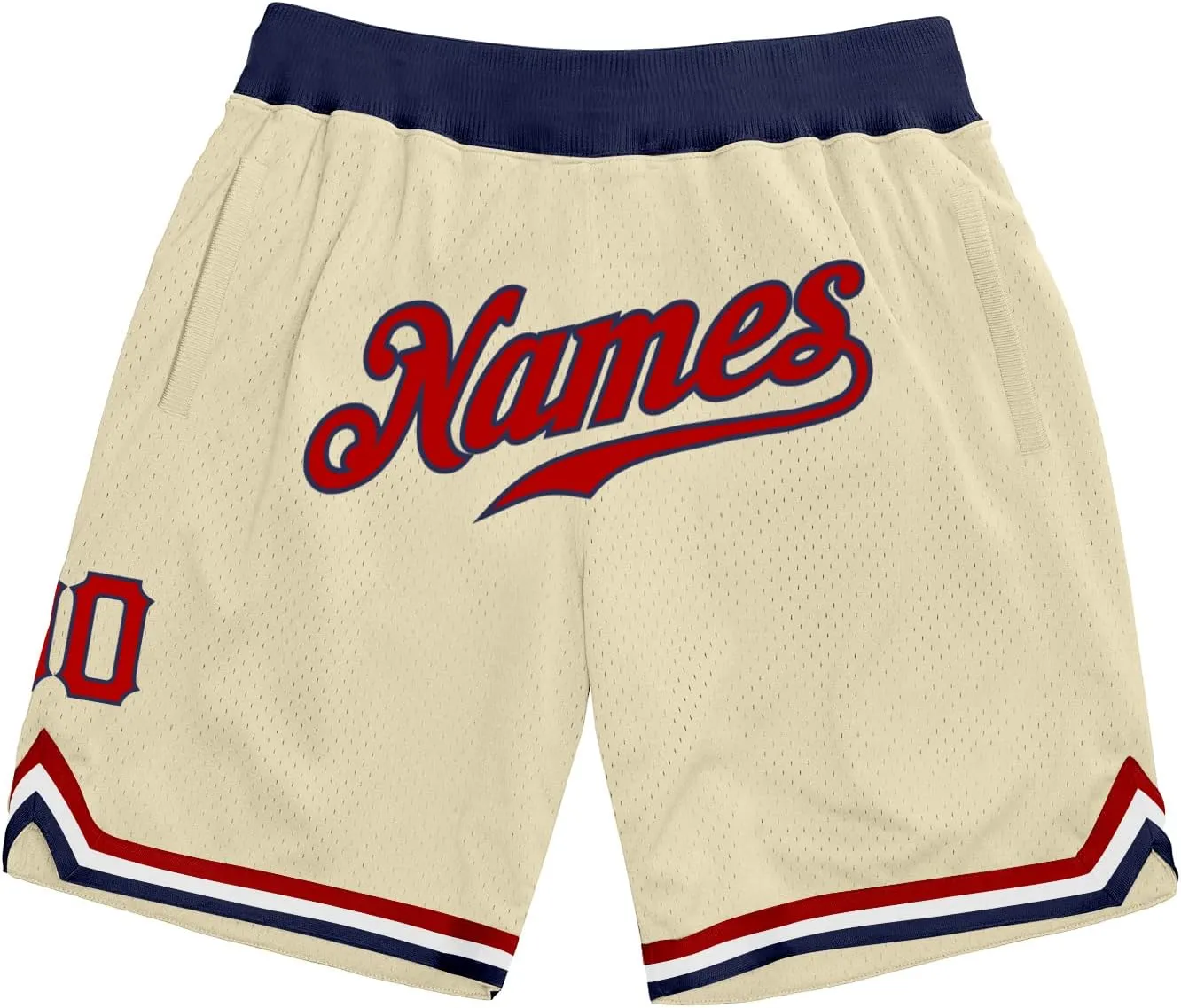 Custom Hawaii Rib-Knit Basketball Short Stitched Name and Number Printed Pattern Dry-Fit Sport Active Athletic Shorts