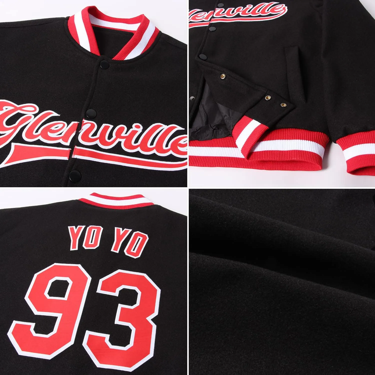 Custom Men Women Youth Varsity Jacket Cotton Blend Personalized Baseball Letterman Jacket Bomber Coat Stitched Name Number